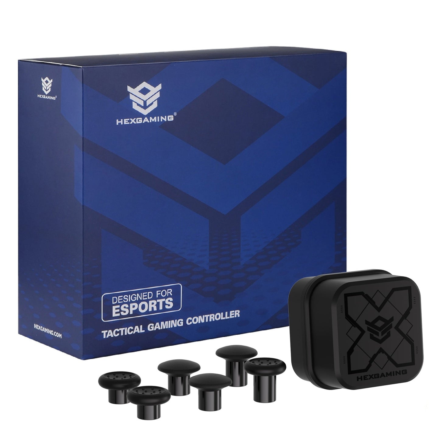 HEXGAMING ADVANCE Controller with FlashShot for XBOX, PC, Mobile - Black Golden Waves ABXY Labeled