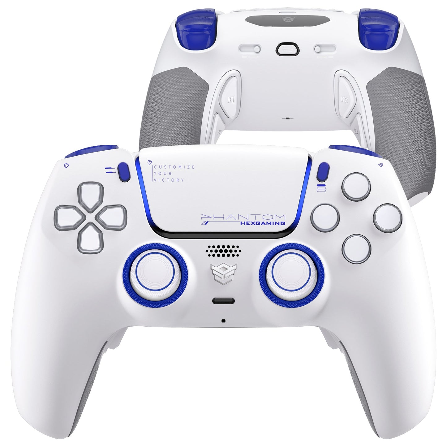HEXGAMING PHANTOM Controller with Adjustable Triggers for PS5, PC, Mobile - Vision White
