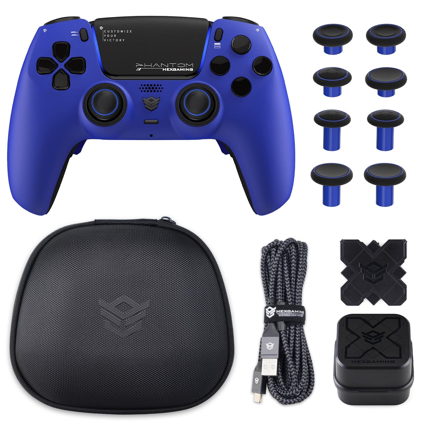 HEXGAMING PHANTOM Controller with Adjustable Triggers+Charging Cable+Carrying Bag for PS5, PC, Mobile - 18 Styles