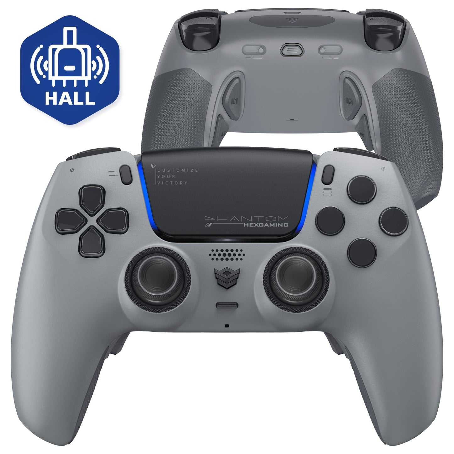 HEXGAMING PHANTOM Controller with Adjustable Triggers for PS5, PC, Mobile - 1994 Grey