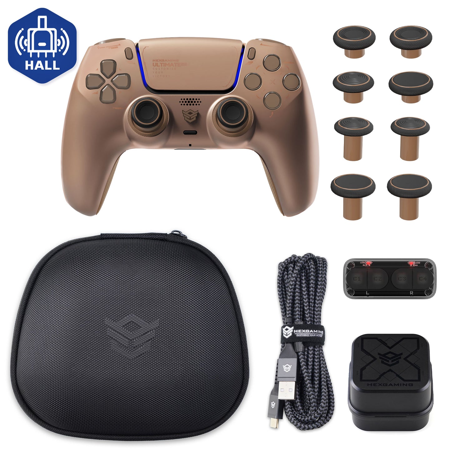 HEXGAMING ULTIMATE PRO Controller with Adjustable Triggers+Charging Cable+Carrying Bag for PS5, PC, Mobile -8 Styles