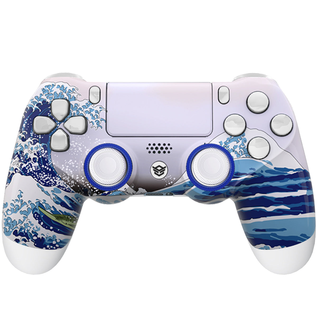 HEXGAMING NEW EDGE Controller with TMR Joysticks for PS4, PC, Mobile - The Great Wave Chameleon Purple Blue
