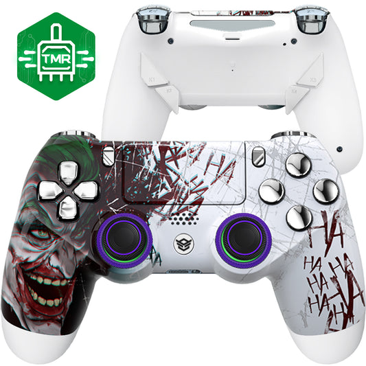 HEXGAMING NEW EDGE Controller with TMR Joysticks for PS4, PC, Mobile - Clown Chameleon Green Chrome Silver