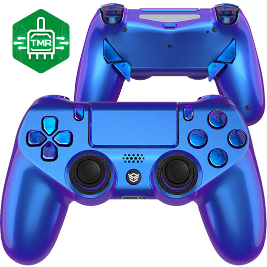 HEXGAMING NEW EDGE Controller with TMR Joysticks for PS4, PC, Mobile - Chameleon Purple Blue