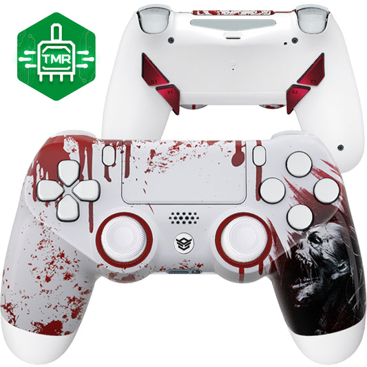 HEXGAMING NEW EDGE Controller with TMR Joysticks for PS4, PC, Mobile - Zombies White