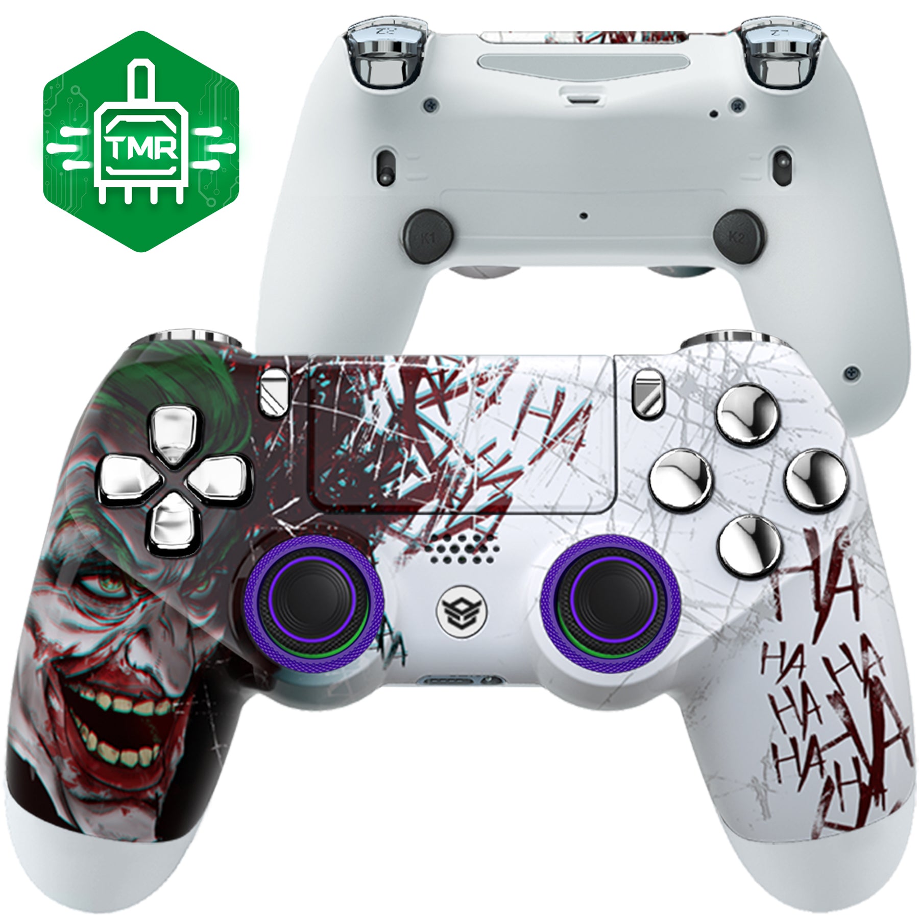 HEXGAMING NEW SPIKE Controller with TMR Joysticks for PS4, PC, Mobile- Clown Chrome Silver