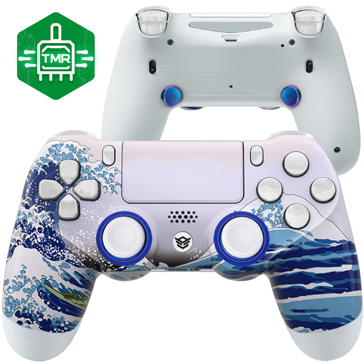 HEXGAMING NEW SPIKE Controller with TMR Joysticks for PS4, PC, Mobile- White Wave