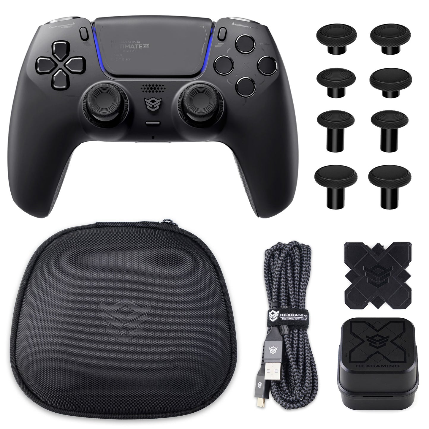 HEXGAMING ULTIMATE PRO Controller with Adjustable Triggers+Charging Cable+Carrying Bag for PS5, PC, Mobile -6 Styles