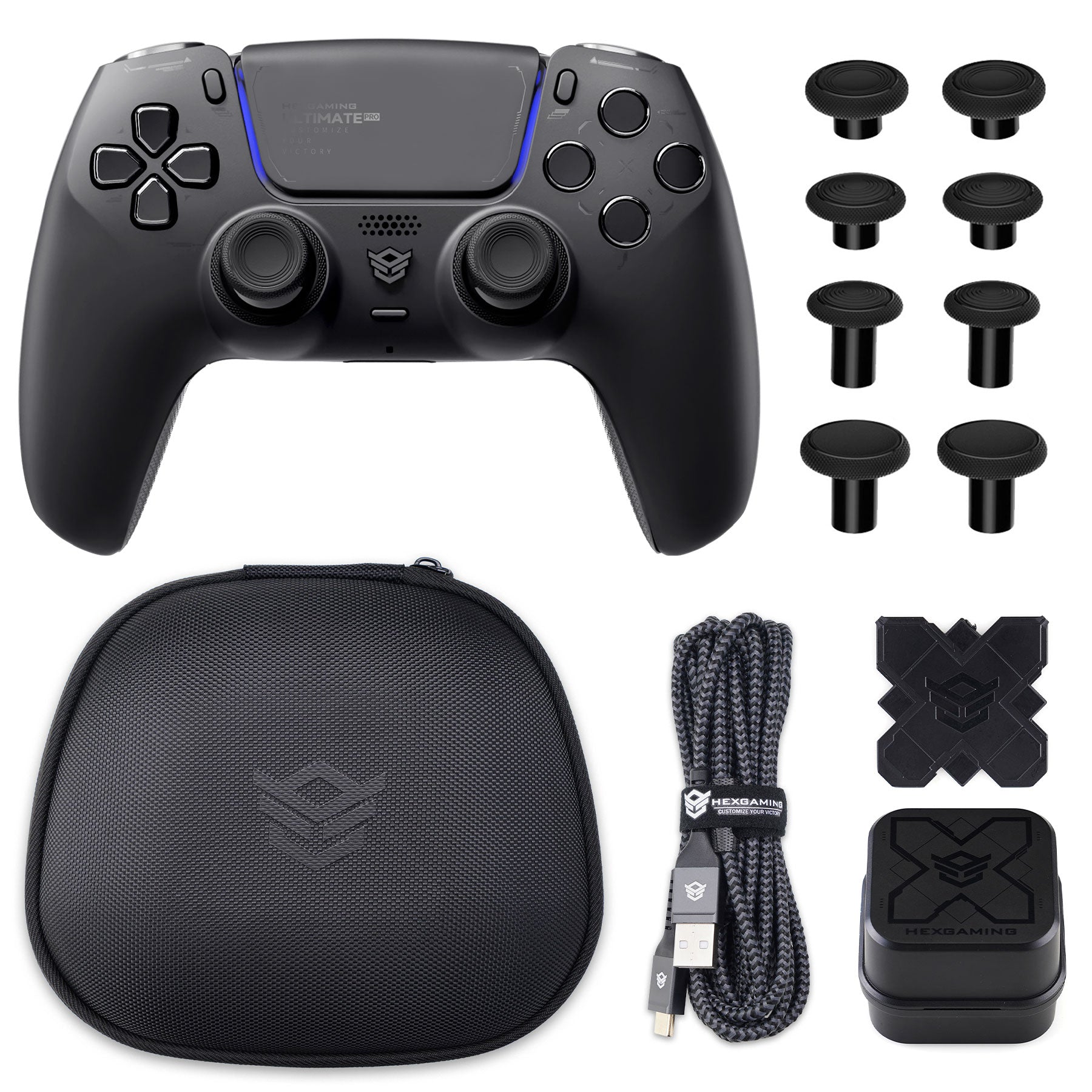 HEXGAMING ULTIMATE PRO Gaming Controller Compatible with ps5/PC/Mobile - 4 Back Buttons, 6 Custom Profiles, Adjustable Triggers, 8 Swappable Thumbsticks -4 Styles