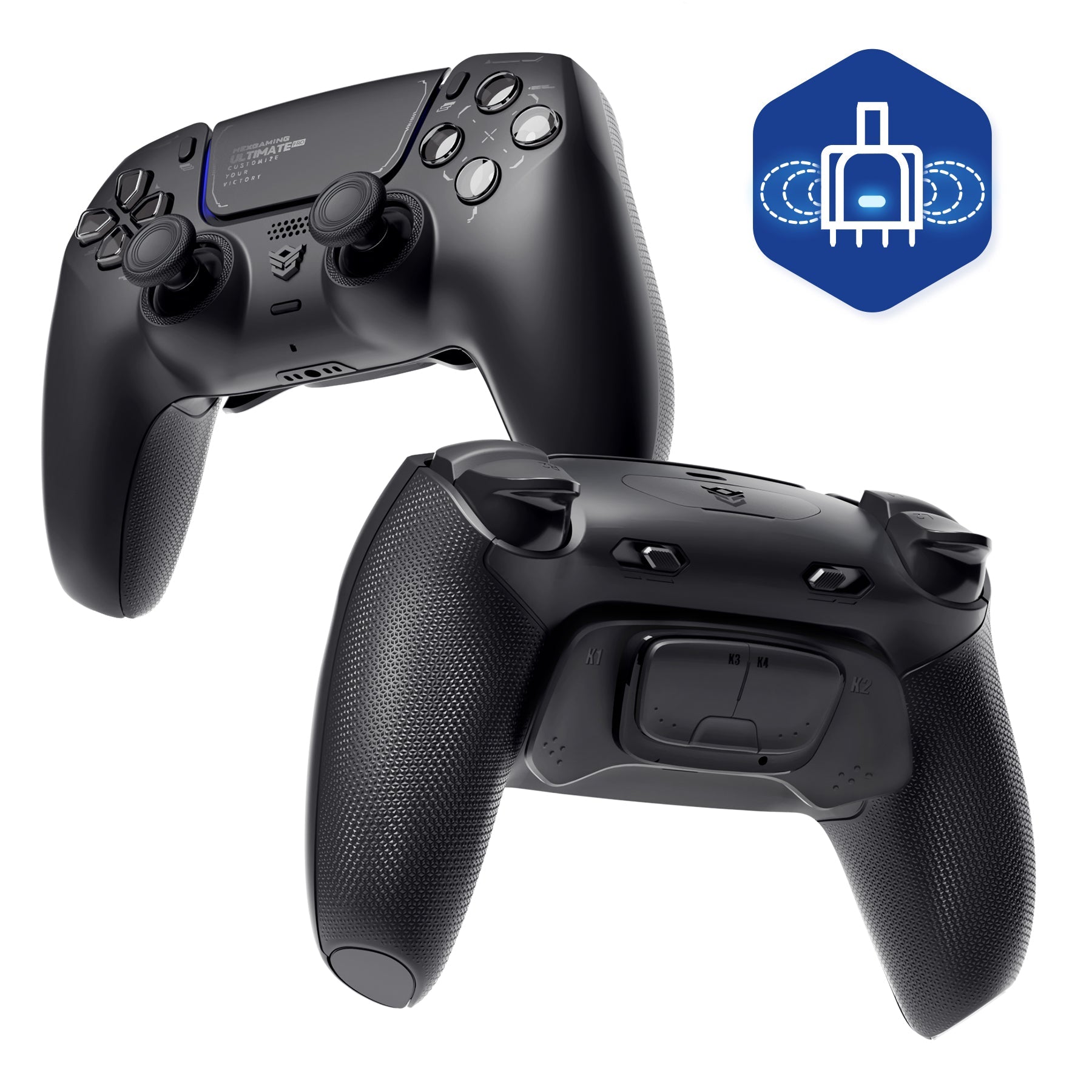 HEXGAMING ULTIMATE PRO Gaming Controller Compatible with ps5/PC/Mobile - 4 Back Buttons, 6 Custom Profiles, Adjustable Triggers, 8 Swappable Thumbsticks - Chaos Black