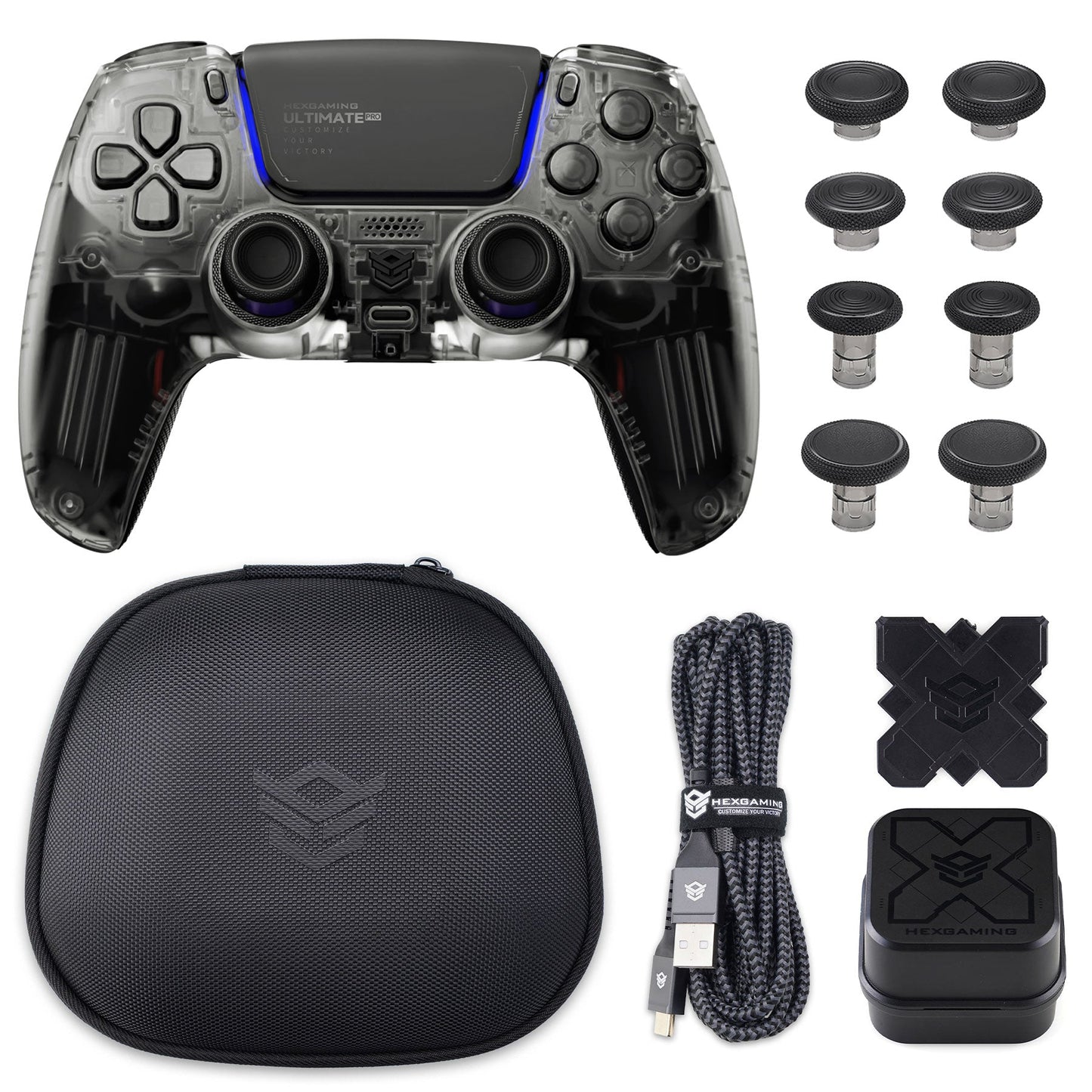 HEXGAMING ULTIMATE PRO Gaming Controller Compatible with ps5/PC/Mobile - 4 Back Buttons, 6 Custom Profiles, Adjustable Triggers, 8 Swappable Thumbsticks -4 Styles