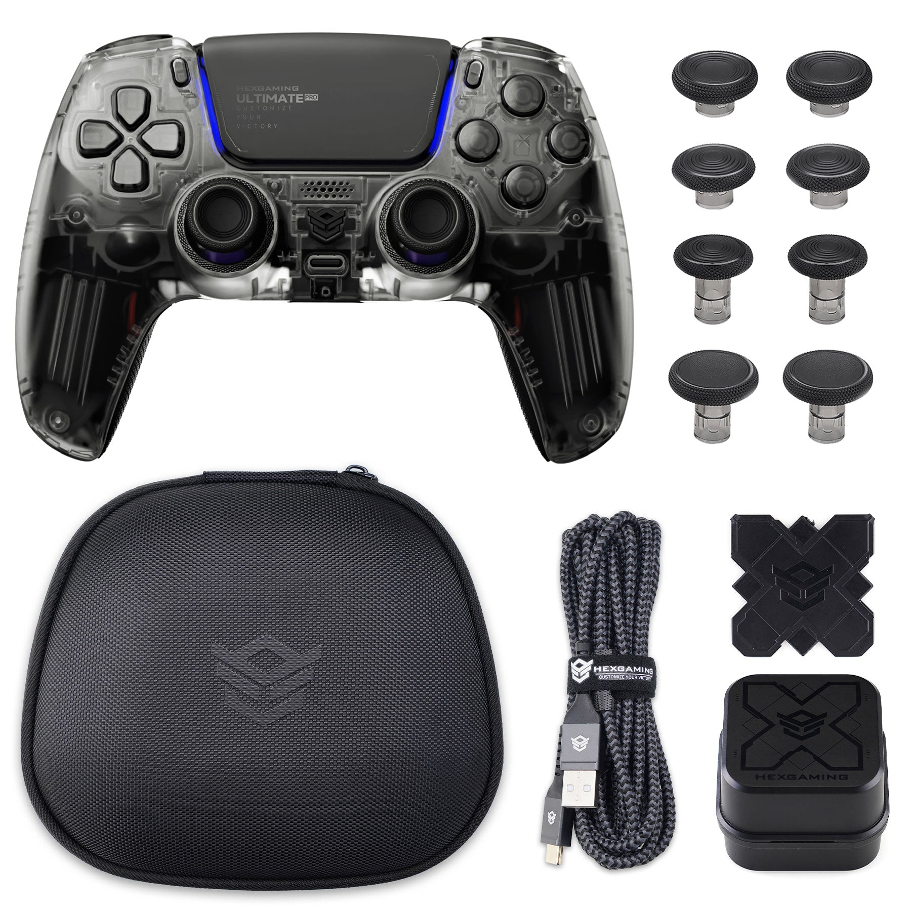 HEXGAMING ULTIMATE PRO Gaming Controller Compatible with ps5/PC/Mobile - 4 Back Buttons, 6 Custom Profiles, Adjustable Triggers, 8 Swappable Thumbsticks -4 Styles