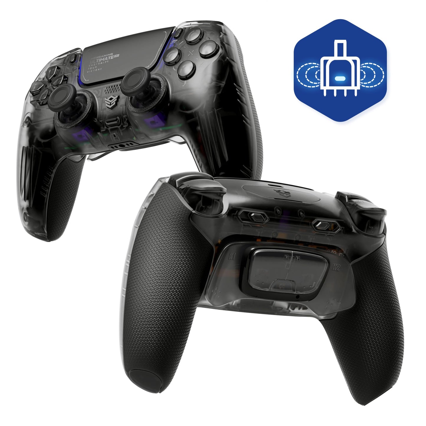 HEXGAMING ULTIMATE PRO Gaming Controller Compatible with ps5/PC/Mobile - 4 Back Buttons, 6 Custom Profiles, Adjustable Triggers, 8 Swappable Thumbsticks - Explorer Black