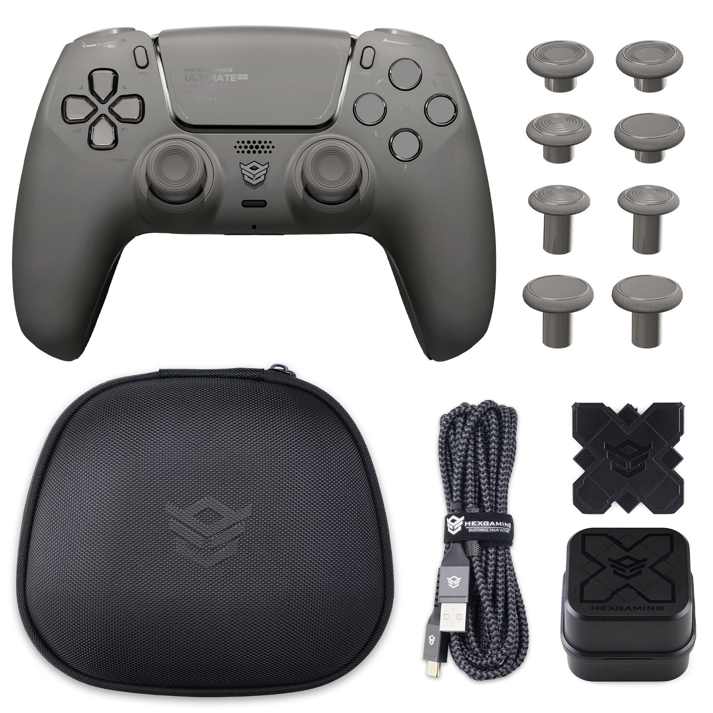 HEXGAMING ULTIMATE PRO Controller with Adjustable Triggers+Charging Cable+Carrying Bag for PS5, PC, Mobile -6 Styles