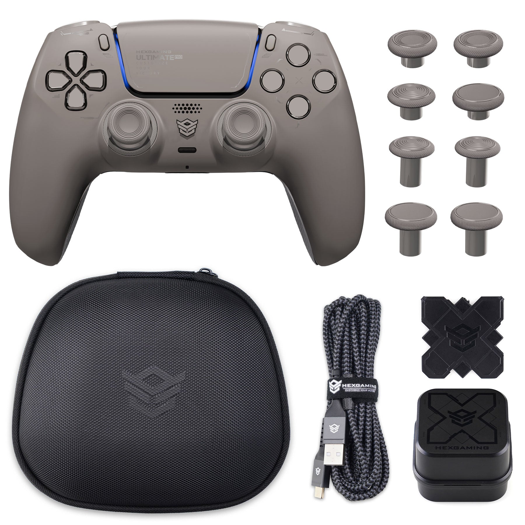 HEXGAMING ULTIMATE PRO Controller with Adjustable Triggers+Charging Cable+Carrying Bag for PS5, PC, Mobile -8 Styles