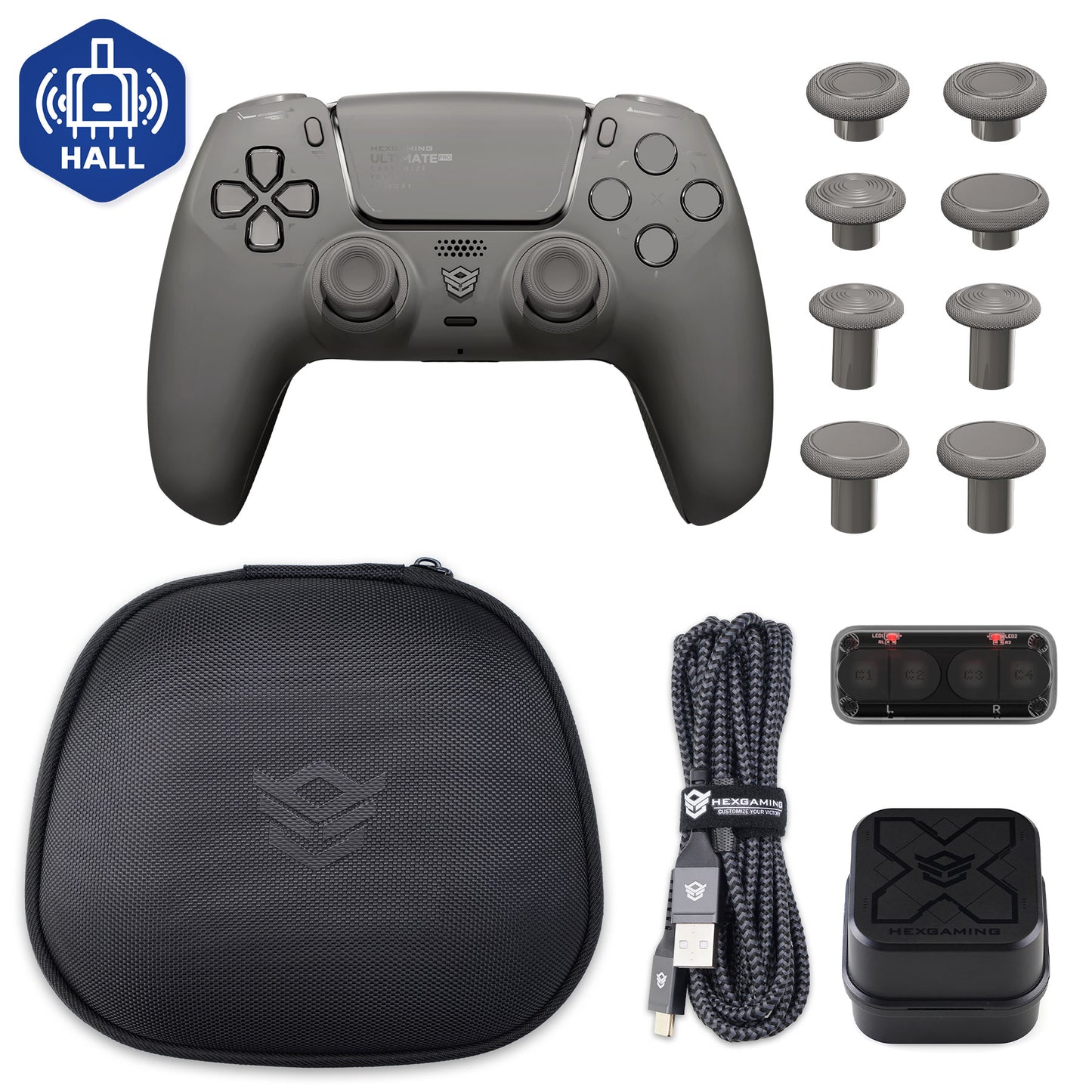 HEXGAMING ULTIMATE PRO Controller with Adjustable Triggers+Charging Cable+Carrying Bag for PS5, PC, Mobile -6 Styles