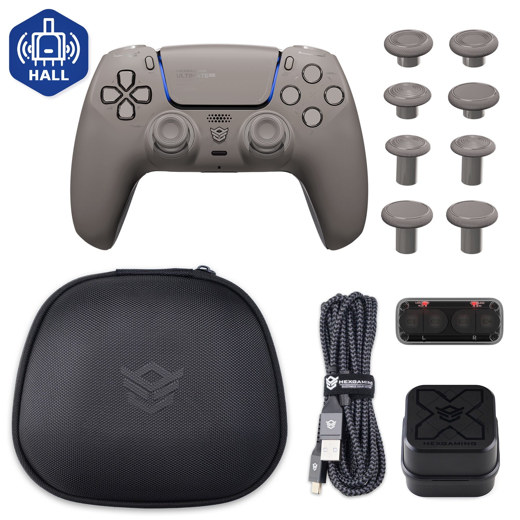 HEXGAMING ULTIMATE PRO Controller with Adjustable Triggers+Charging Cable+Carrying Bag for PS5, PC, Mobile -8 Styles