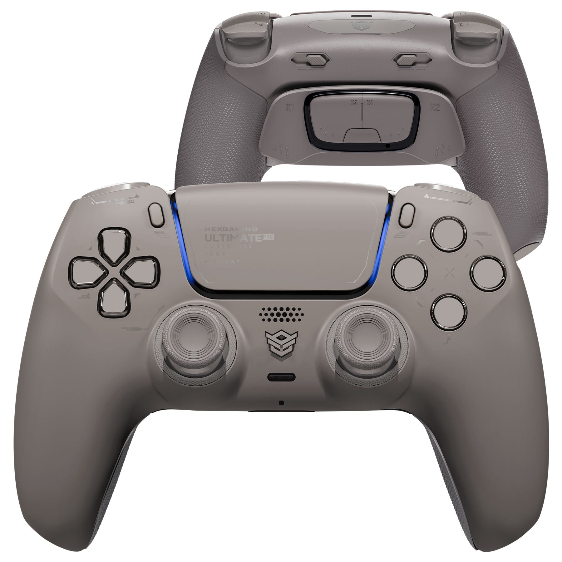 HEXGAMING ULTIMATE PRO Controller with Adjustable Triggers for PS5, PC, Mobile - Quantum Grey