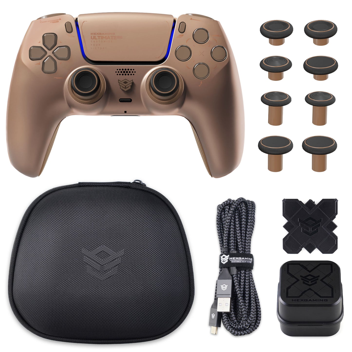 HEXGAMING ULTIMATE PRO Controller with Adjustable Triggers+Charging Cable+Carrying Bag for PS5, PC, Mobile -8 Styles