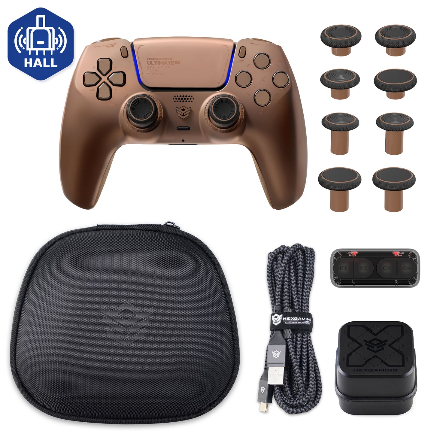 HEXGAMING ULTIMATE PRO Controller with Adjustable Triggers+Charging Cable+Carrying Bag for PS5, PC, Mobile -8 Styles