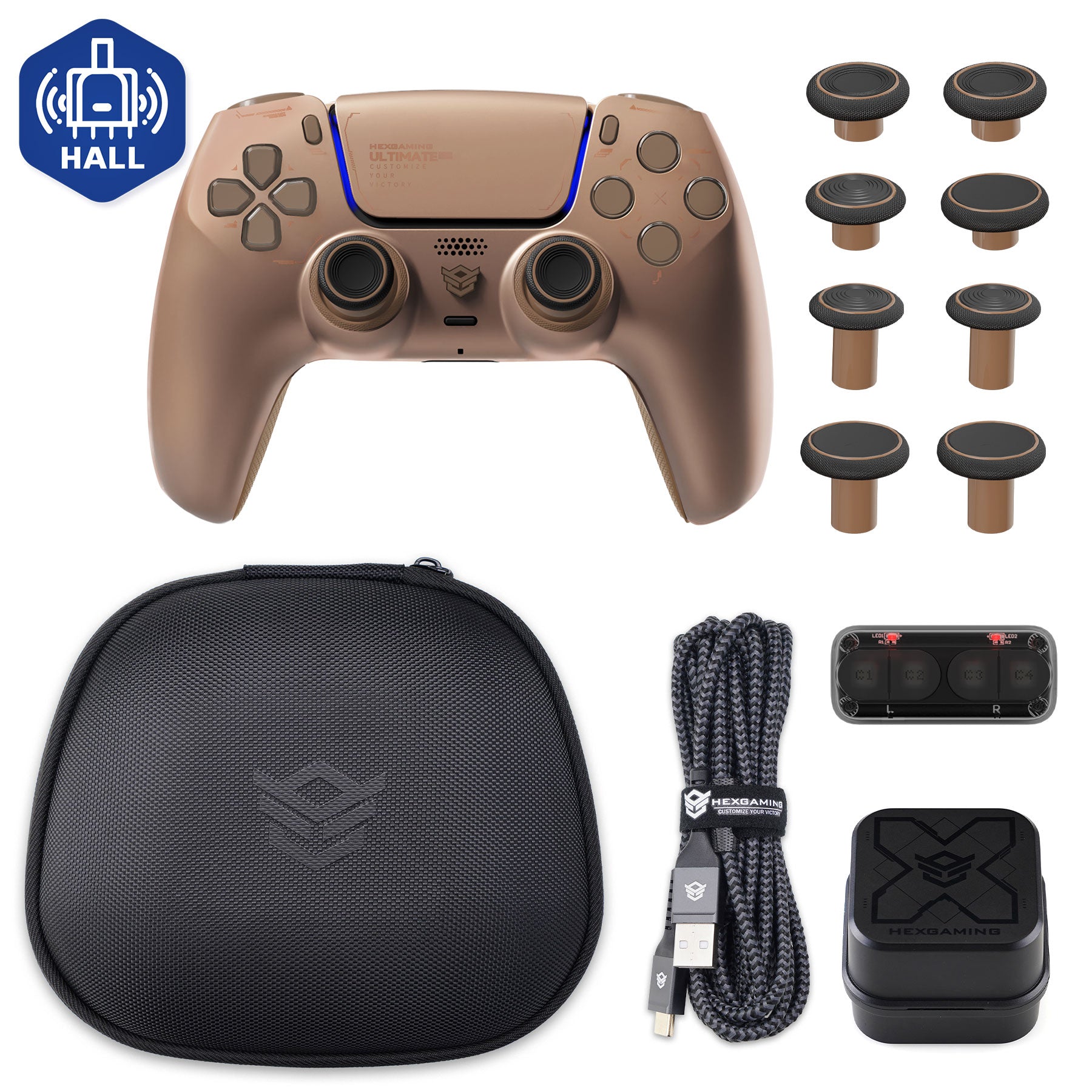 HEXGAMING ULTIMATE PRO Controller with Adjustable Triggers+Charging Cable+Carrying Bag for PS5, PC, Mobile -8 Styles